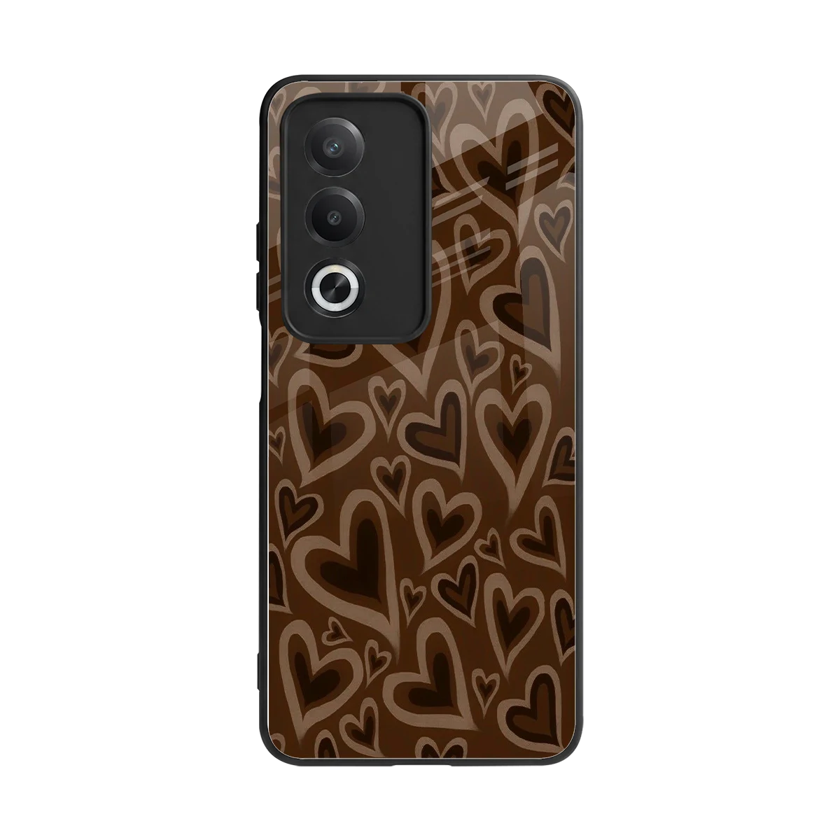 Toasty Brown Hearts back phone cover | glass case for oppo a3 pro