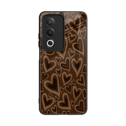 Toasty Brown Hearts back phone cover | glass case for oppo a3 pro