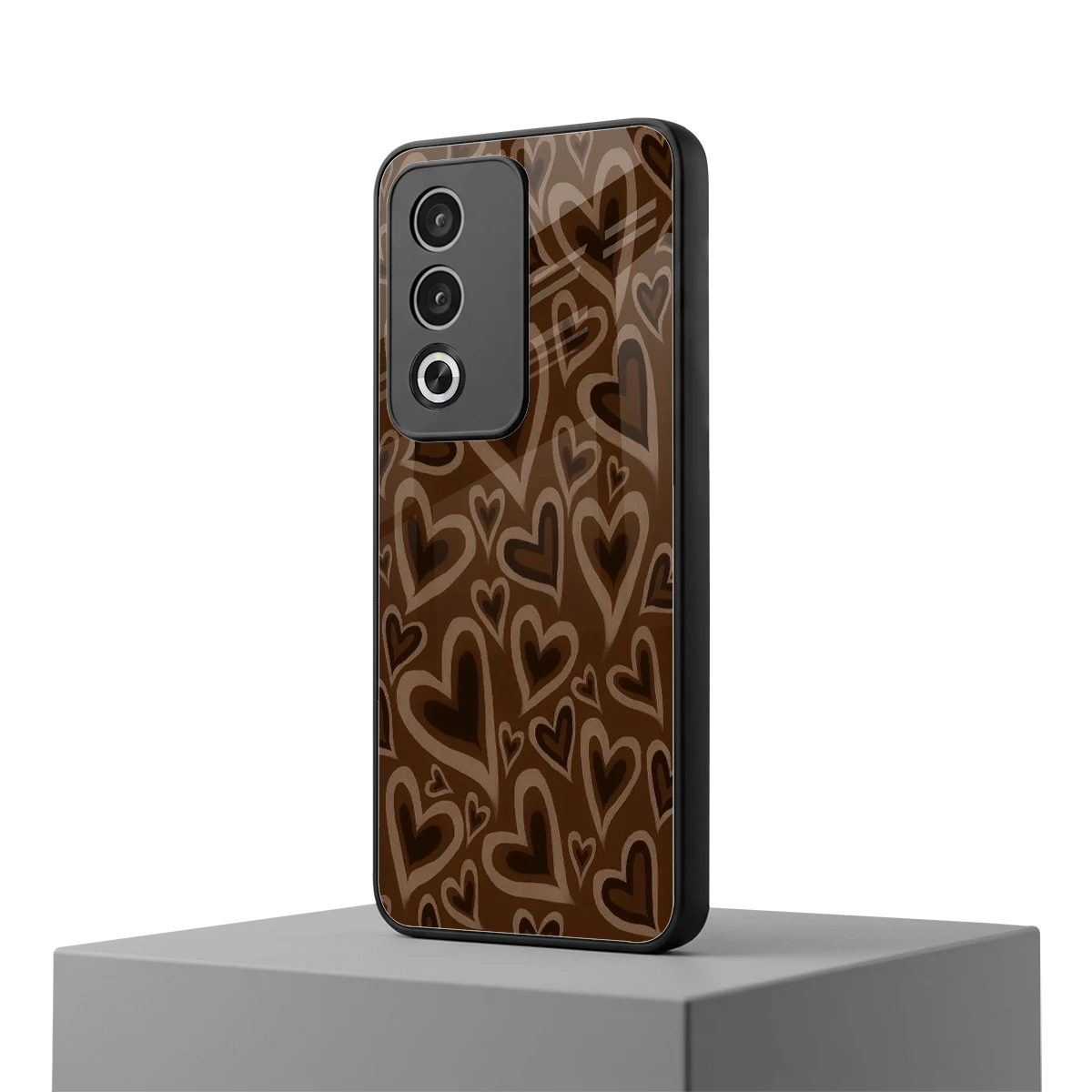 Toasty Brown Hearts oppo a3 pro mobile cover | shockproof glass phone case