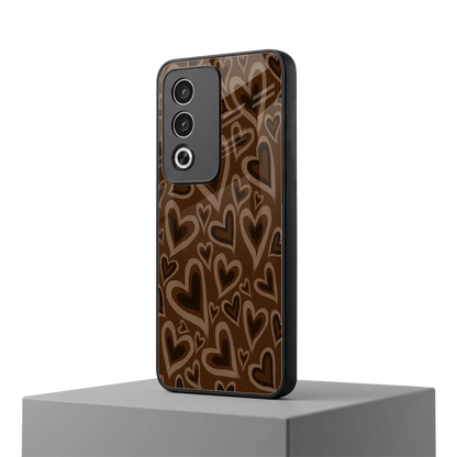 Toasty Brown Hearts oppo a3 pro mobile cover | shockproof glass phone case