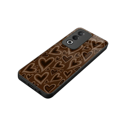 Toasty Brown Hearts stylish phone case for oppo a3 pro | glossy glass and slim fit