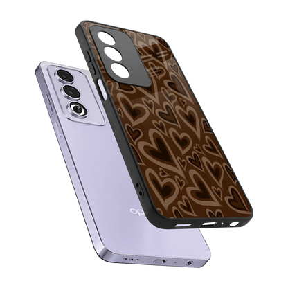 Toasty Brown Hearts sleek oppo a3 pro cover with tempered glass back and TPU edges
