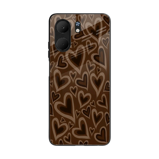Toasty Brown Hearts back phone cover | glass case for oppo a5x 5g