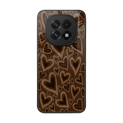 Toasty Brown Hearts back phone cover | glass case for oppo f29 5g