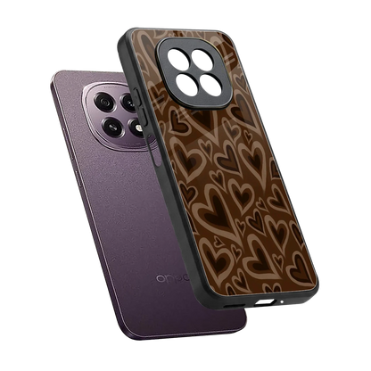 Toasty Brown Hearts sleek oppo f29 5g cover with tempered glass back and TPU edges