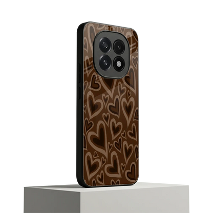 Toasty Brown Hearts oppo f29 5g mobile cover | shockproof glass phone case