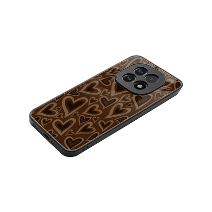 Toasty Brown Hearts stylish phone case for oppo f29 5g | glossy glass and slim fit