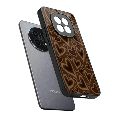 Toasty Brown Hearts sleek oppo f29 pro 5g cover with tempered glass back and TPU edges