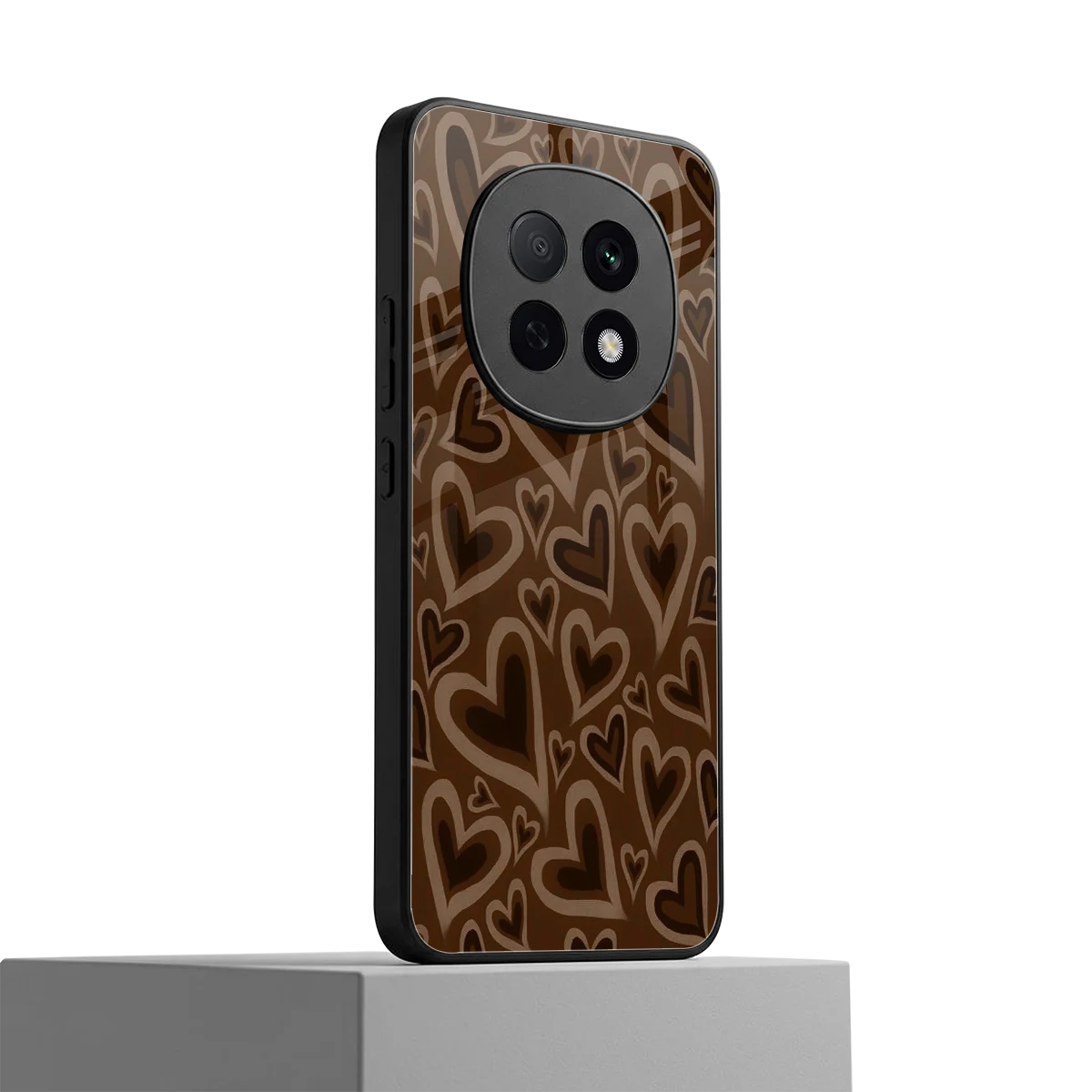 Toasty Brown Hearts oppo f29 pro 5g mobile cover | shockproof glass phone case