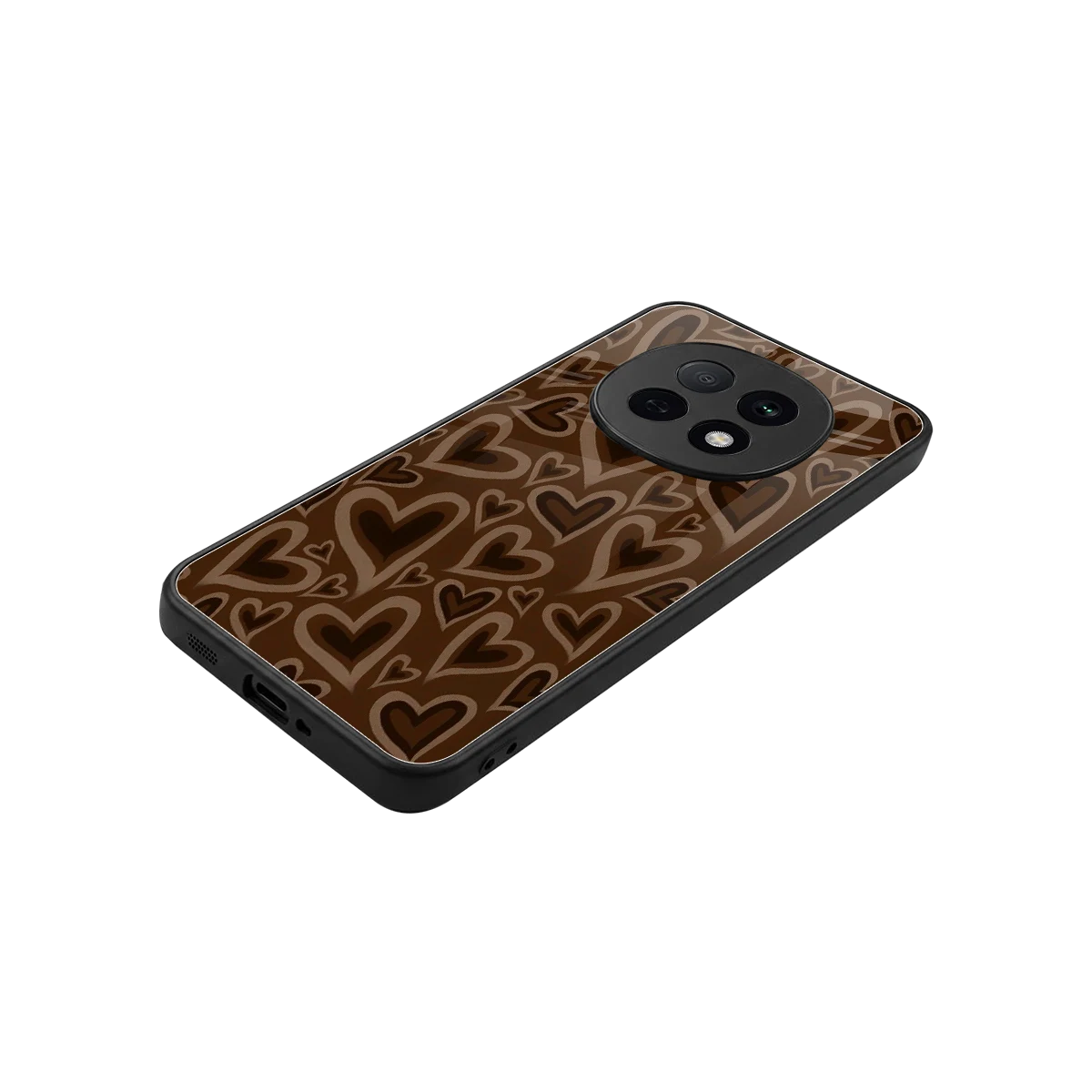 Toasty Brown Hearts stylish phone case for oppo f29 pro 5g | glossy glass and slim fit
