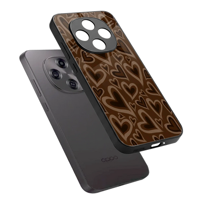 Toasty Brown Hearts sleek oppo f31 pro 5g cover with tempered glass back and TPU edges