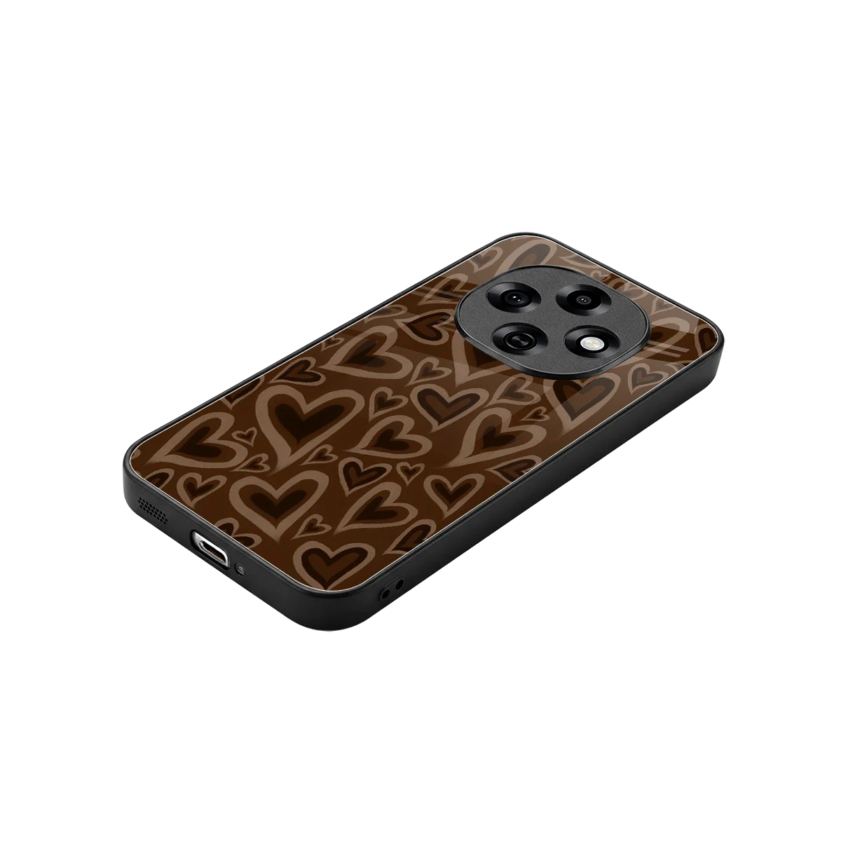 Toasty Brown Hearts stylish phone case for oppo f31 pro 5g | glossy glass and slim fit