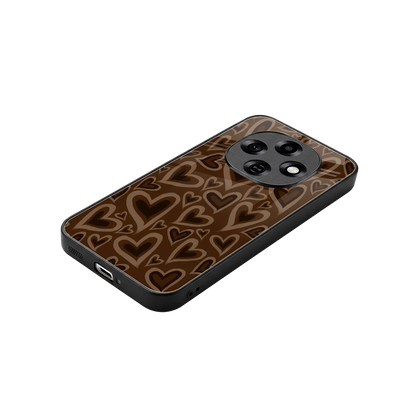 Toasty Brown Hearts stylish phone case for oppo f31 pro 5g | glossy glass and slim fit