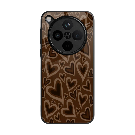 Toasty Brown Hearts back phone cover | glass case for oppo find x8