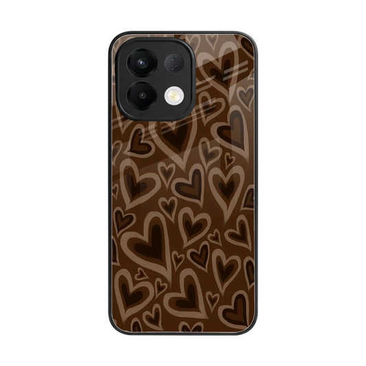Toasty Brown Hearts back phone cover | glass case for oppo k13 5g