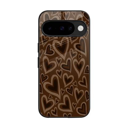 Toasty Brown Hearts back phone cover | glass case for google pixel 10