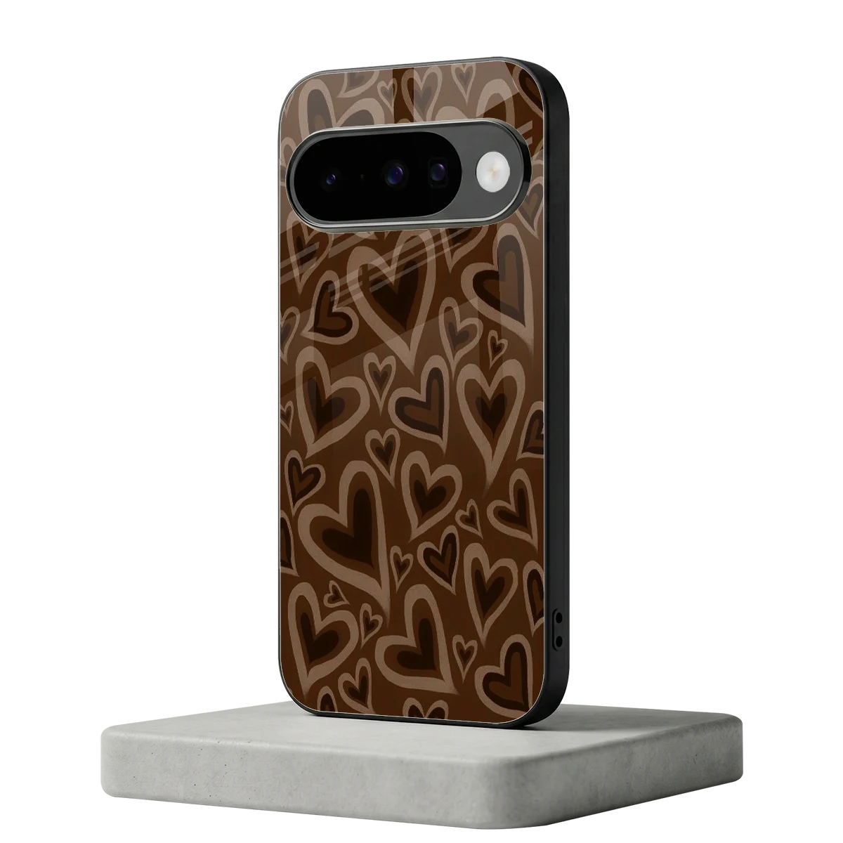Toasty Brown Hearts google pixel 10 mobile cover | shockproof glass phone case