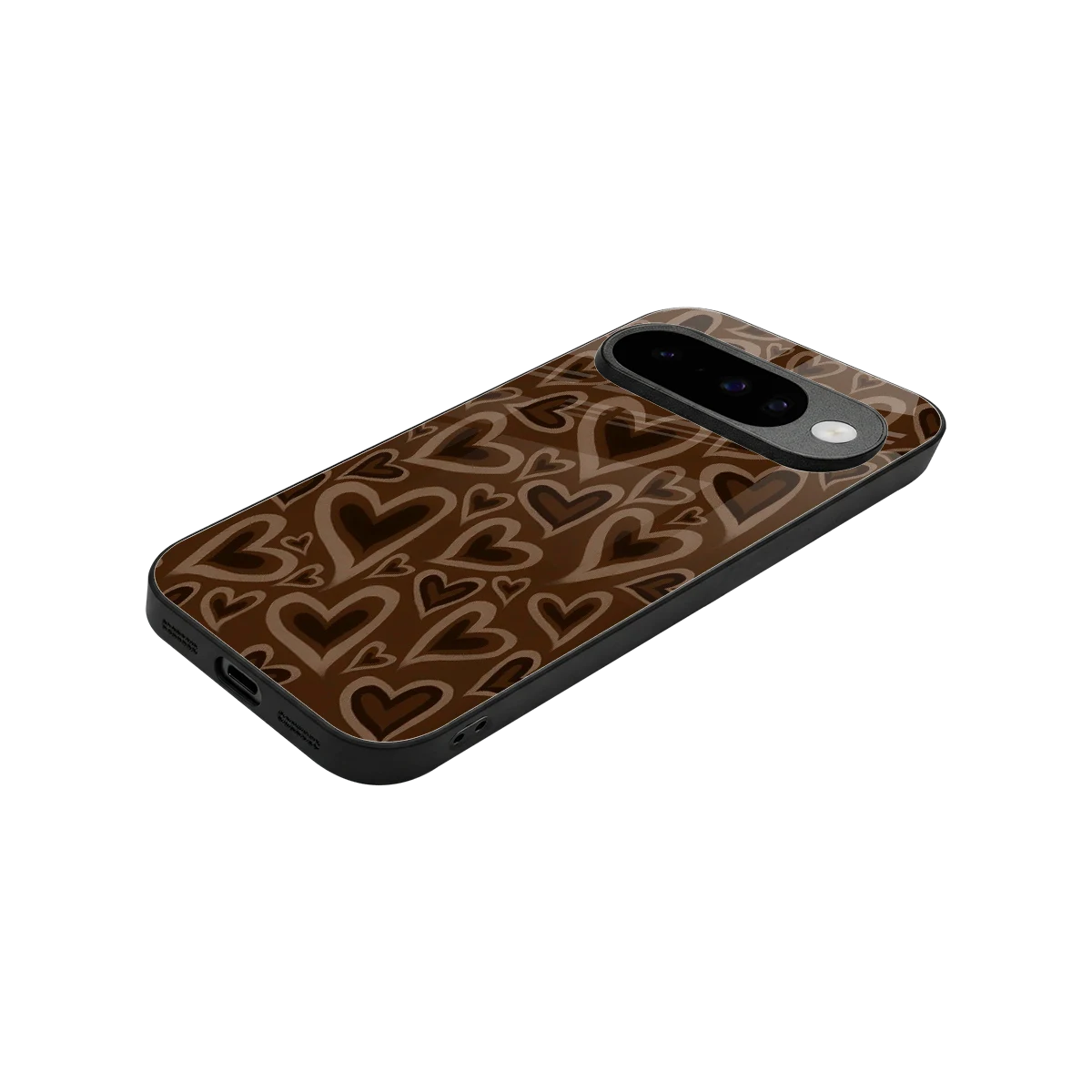 Toasty Brown Hearts stylish phone case for google pixel 10 | glossy glass and slim fit