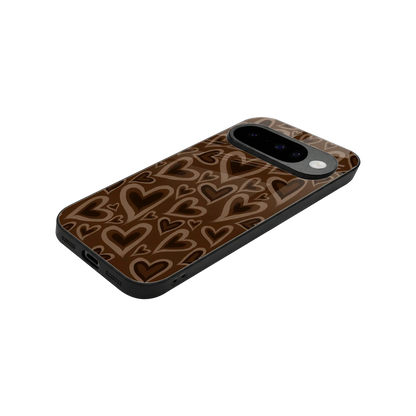 Toasty Brown Hearts stylish phone case for google pixel 10 | glossy glass and slim fit