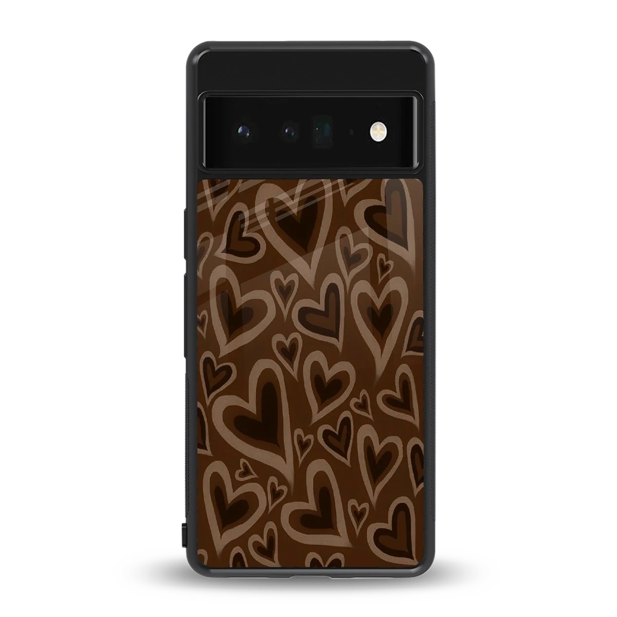 Toasty Brown Hearts back phone cover | glass case for google pixel 6 pro