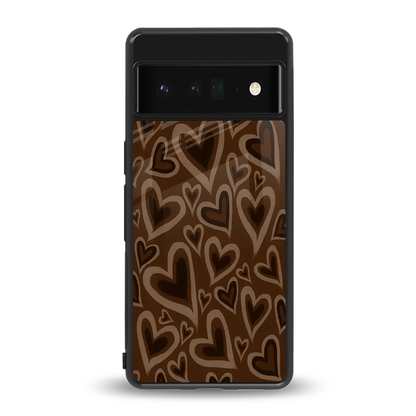 Toasty Brown Hearts back phone cover | glass case for google pixel 6 pro