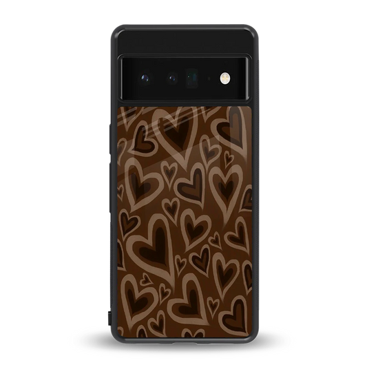 Toasty Brown Hearts back phone cover | glass case for google pixel 6 pro