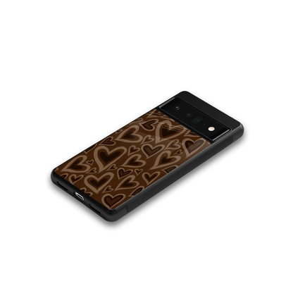 Toasty Brown Hearts google pixel 6 pro mobile cover | shockproof glass phone case