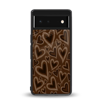 Toasty Brown Hearts back phone cover | glass case for google pixel 6