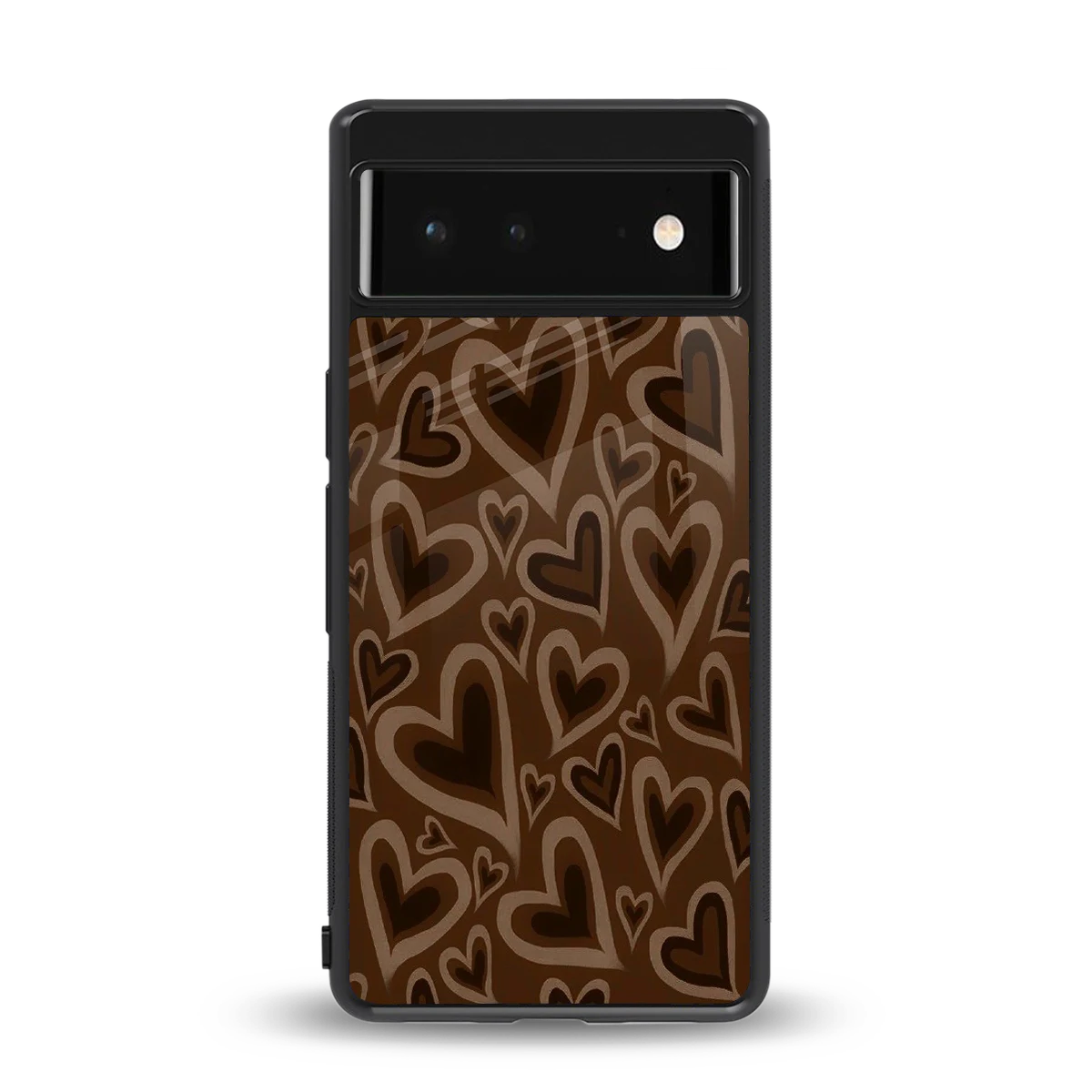 Toasty Brown Hearts back phone cover | glass case for google pixel 6a