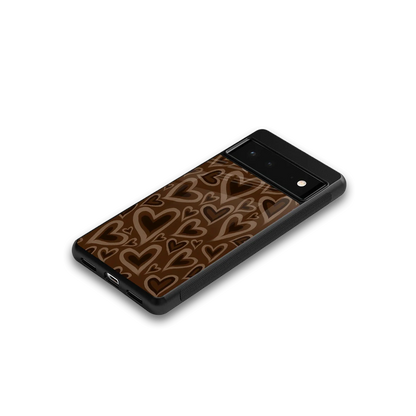 Toasty Brown Hearts google pixel 6 mobile cover | shockproof glass phone case