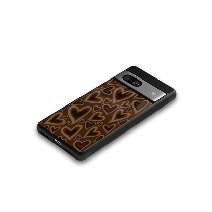 Toasty Brown Hearts google pixel 7 mobile cover | shockproof glass phone case