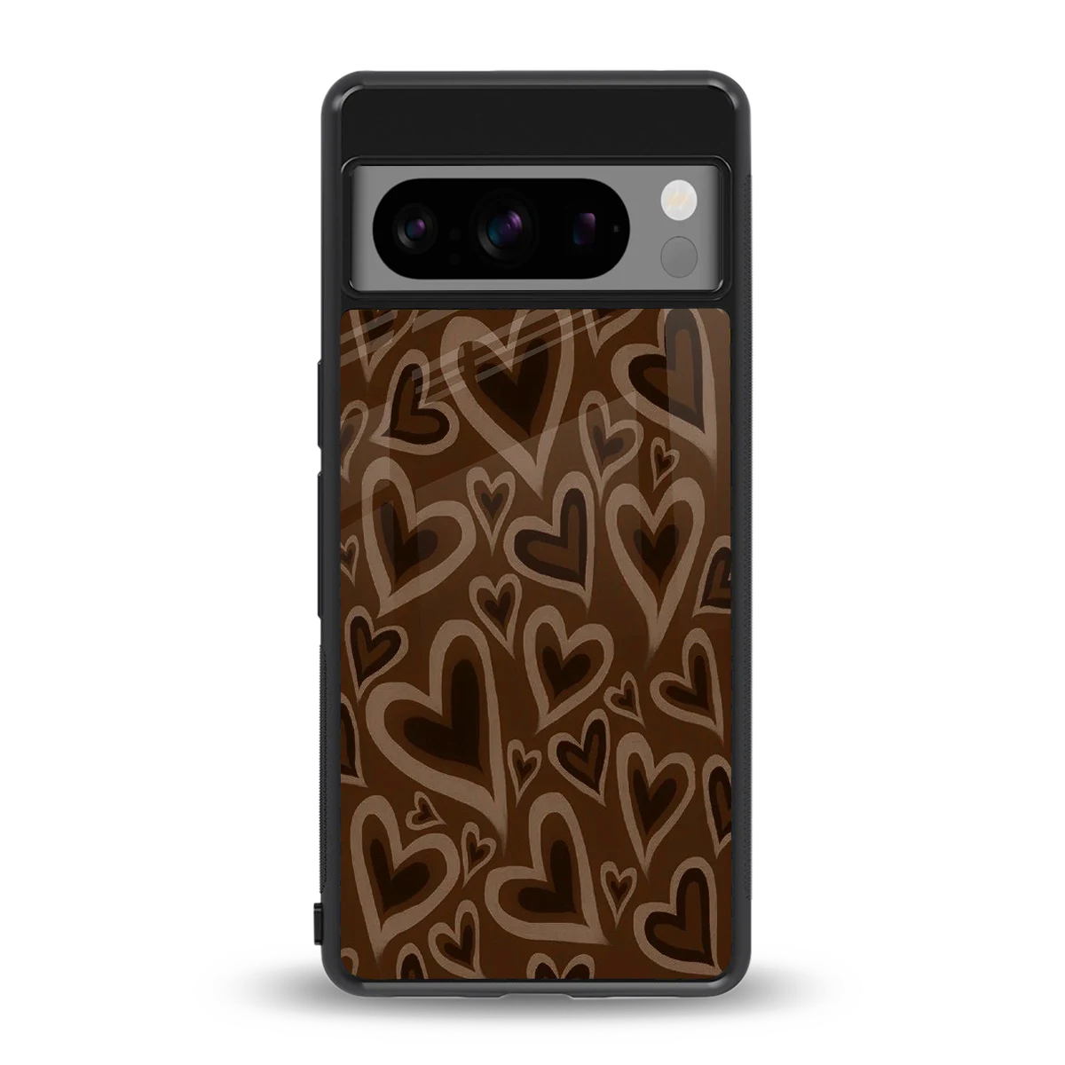 Toasty Brown Hearts back phone cover | glass case for google pixel 8 pro