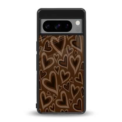 Toasty Brown Hearts back phone cover | glass case for google pixel 8 pro