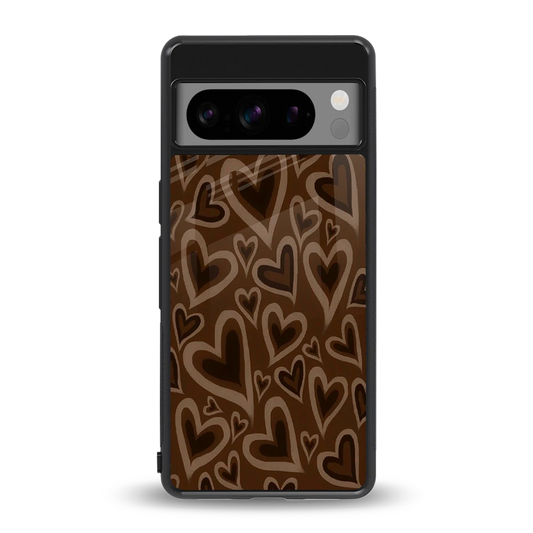 Toasty Brown Hearts back phone cover | glass case for google pixel 8 pro