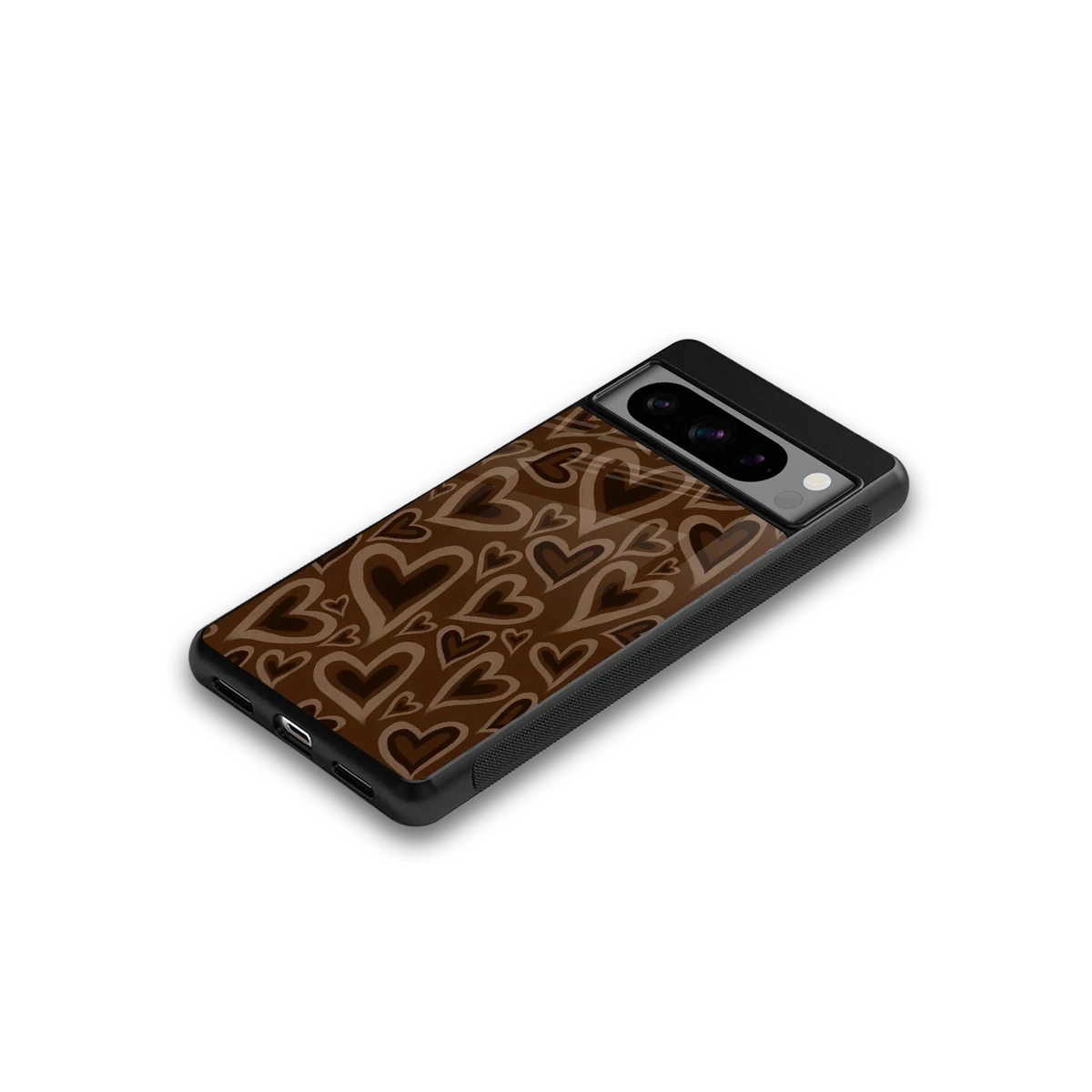 Toasty Brown Hearts google pixel 8 pro mobile cover | shockproof glass phone case