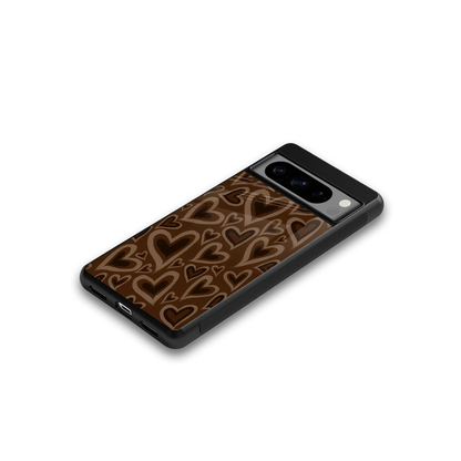 Toasty Brown Hearts google pixel 8 pro mobile cover | shockproof glass phone case