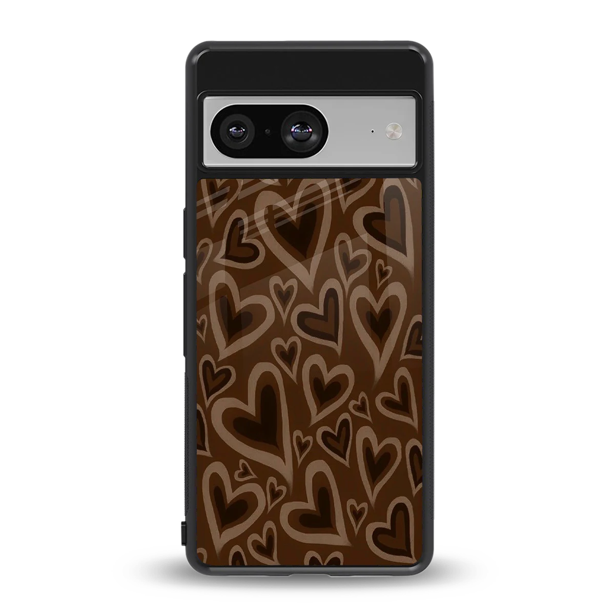 Toasty Brown Hearts back phone cover | glass case for google pixel 8