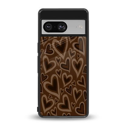 Toasty Brown Hearts back phone cover | glass case for google pixel 8