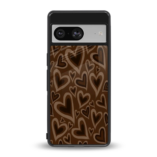 Toasty Brown Hearts back phone cover | glass case for google pixel 8