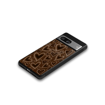 Toasty Brown Hearts google pixel 8 mobile cover | shockproof glass phone case