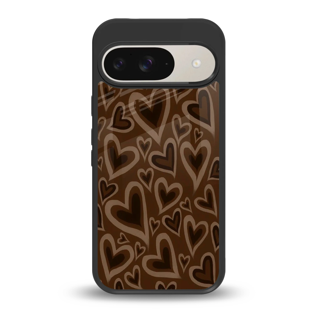 Toasty Brown Hearts back phone cover | glass case for google pixel 9