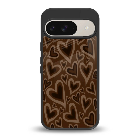 Toasty Brown Hearts back phone cover | glass case for google pixel 9