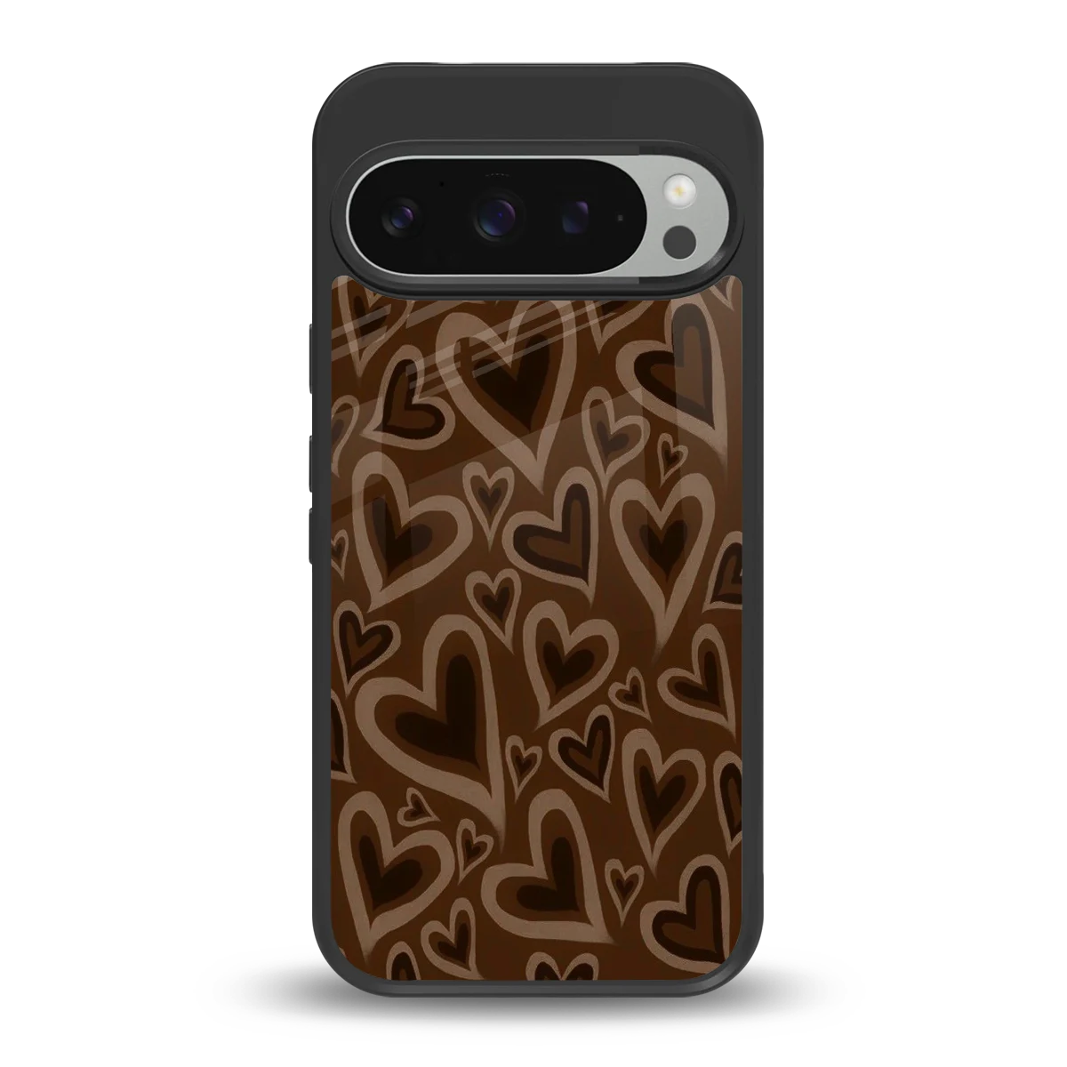 Toasty Brown Hearts back phone cover | glass case for google pixel 9 pro