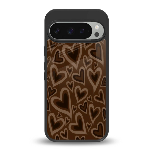 Toasty Brown Hearts back phone cover | glass case for google pixel 9 pro