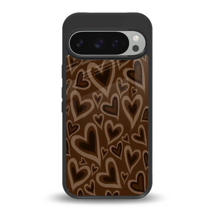 Toasty Brown Hearts back phone cover | glass case for google pixel 9 pro xl