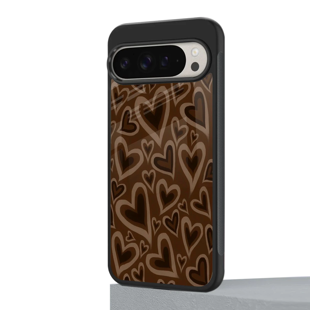 Toasty Brown Hearts google pixel 9 pro mobile cover | shockproof glass phone case