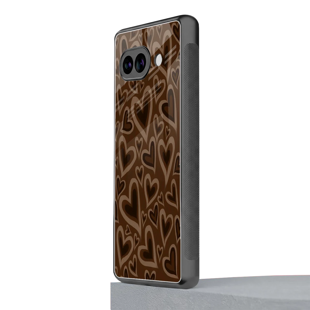 Toasty Brown Hearts google pixel 10a mobile cover | shockproof glass phone case