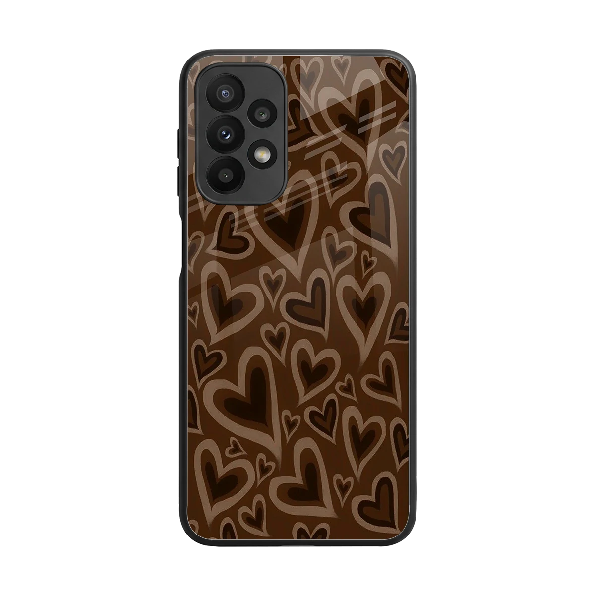 Toasty Brown Hearts back phone cover | glass case for samsung galaxy a23