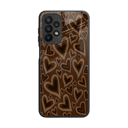 Toasty Brown Hearts back phone cover | glass case for samsung galaxy a23