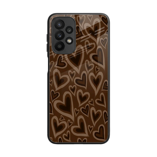 Toasty Brown Hearts back phone cover | glass case for samsung galaxy a23